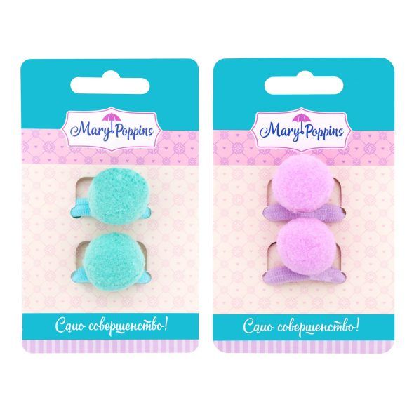 Набор резинок для волос с помпоном Бабочка 2 шт пластик Mary Poppins